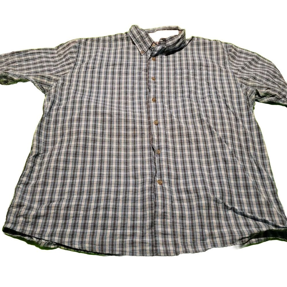 Wrangler Red Tag Shirt Mens Large Blue Plaid Button Up Short River Cotton